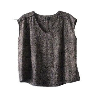 Nic & Zoe Sleeveless Top Tank Brown Yellow White Size 2X Leather Trim